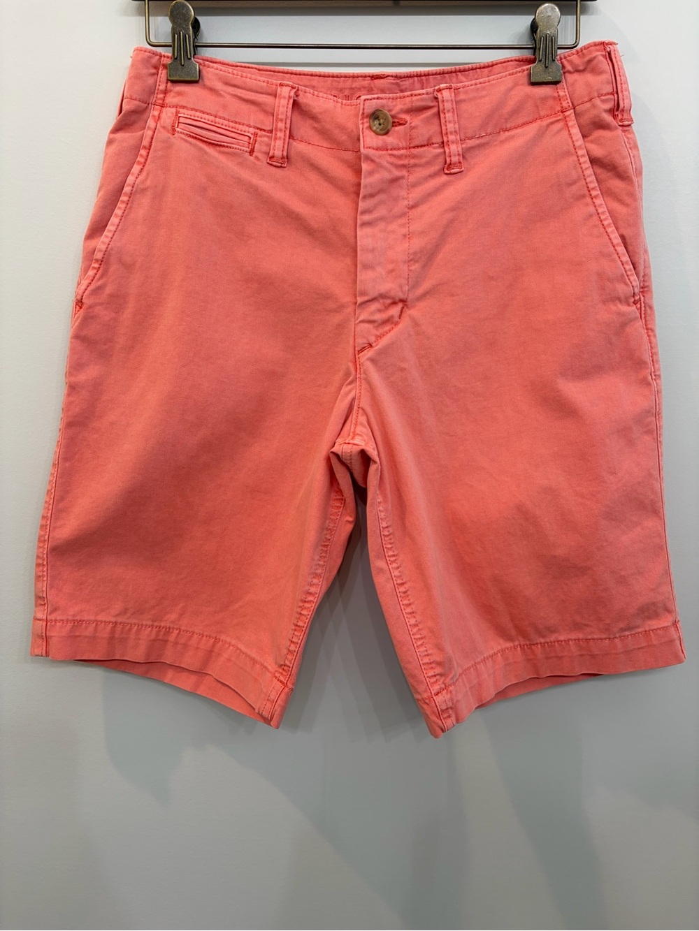 American Eagle Shorts Mens 26 NEXT Level Coral Orange Flex Chino 9"